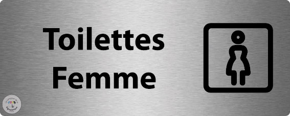Plaque de porte alu brossé 200 x 80 mm - Toillettes femme