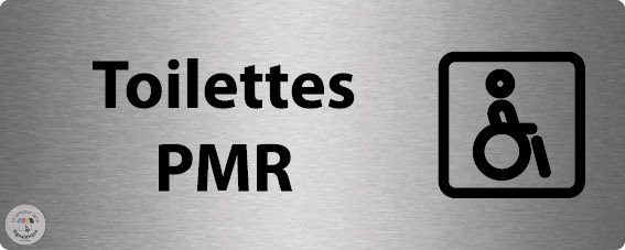 Plaque de porte alu brossé 200 x 80 mm - Toillettes handicap