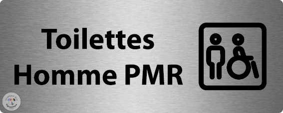Plaque de porte alu brossé 200 x 80 mm - Toilettes homme handicap