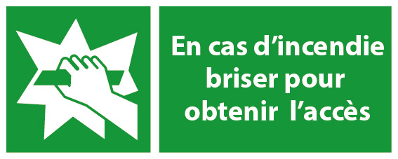 Panneau secours et évacuation 200 x 80 mm - Briser pour obtenir l\'accès