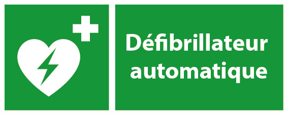 Panneau secours et évacuation 200 x 80 mm - Défibrilateur automatique