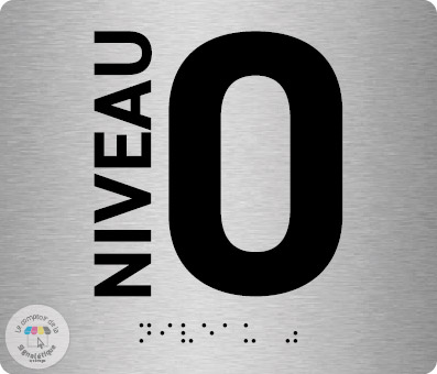 Pictos de porte braille alu brossé 140 x120 mm - Niveau 0
