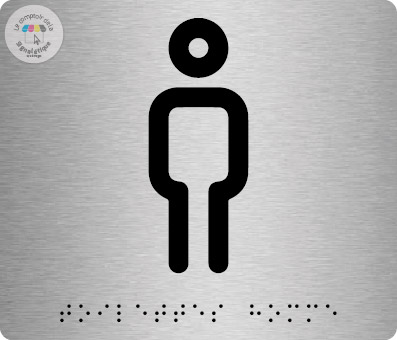 Pictos de porte braille alu brossé 140 x120 mm - Homme