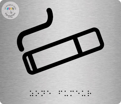 Pictos de porte braille alu brossé 140 x120 mm - Zone fumeur