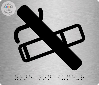 Pictos de porte braille alu brossé 140 x120 mm - Zone non fumeur