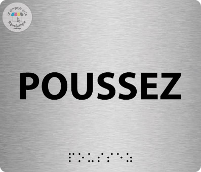 Pictos de porte braille alu brossé 140 x120 mm - Poussez