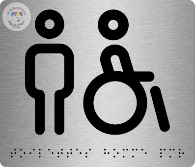 AUA SIGNALETIQUE Targa WC Uomo PMR In Alluminio Spazzolato, 200x200 Mm, Produzione Francese