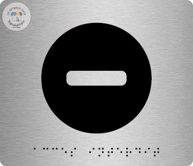 Pictos de porte braille alu brossé 140 x120 mm - Sens Interdit