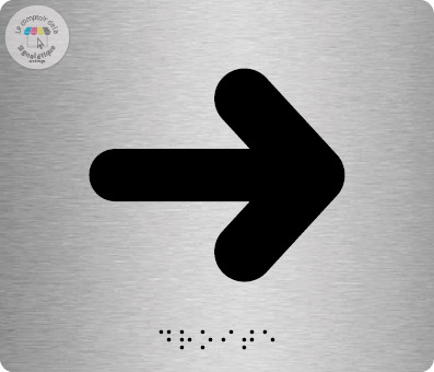 Pictos de porte braille alu brossé 140 x120 mm - Droite