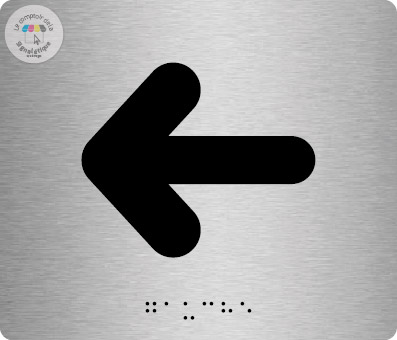 Pictos de porte braille alu brossé 140 x120 mm - Gauche