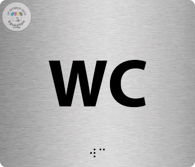 Pictos de porte braille alu brossé 140 x120 mm - WC