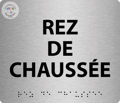 Pictos de porte braille alu brossé 140 x120 mm - Rez de chaussée