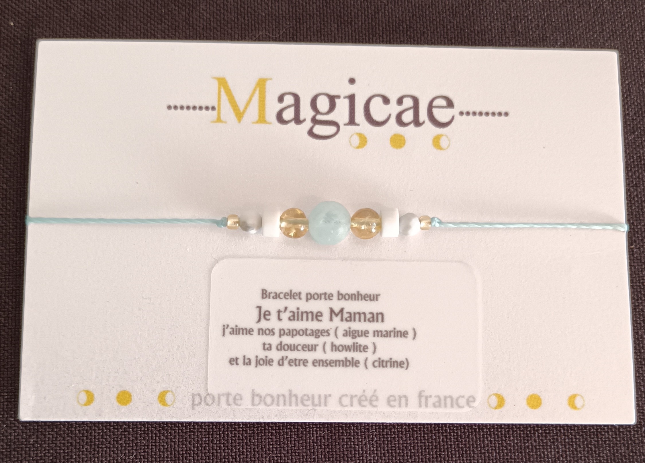 Bracelet porte bonheur Je t'aime maman Graines de love