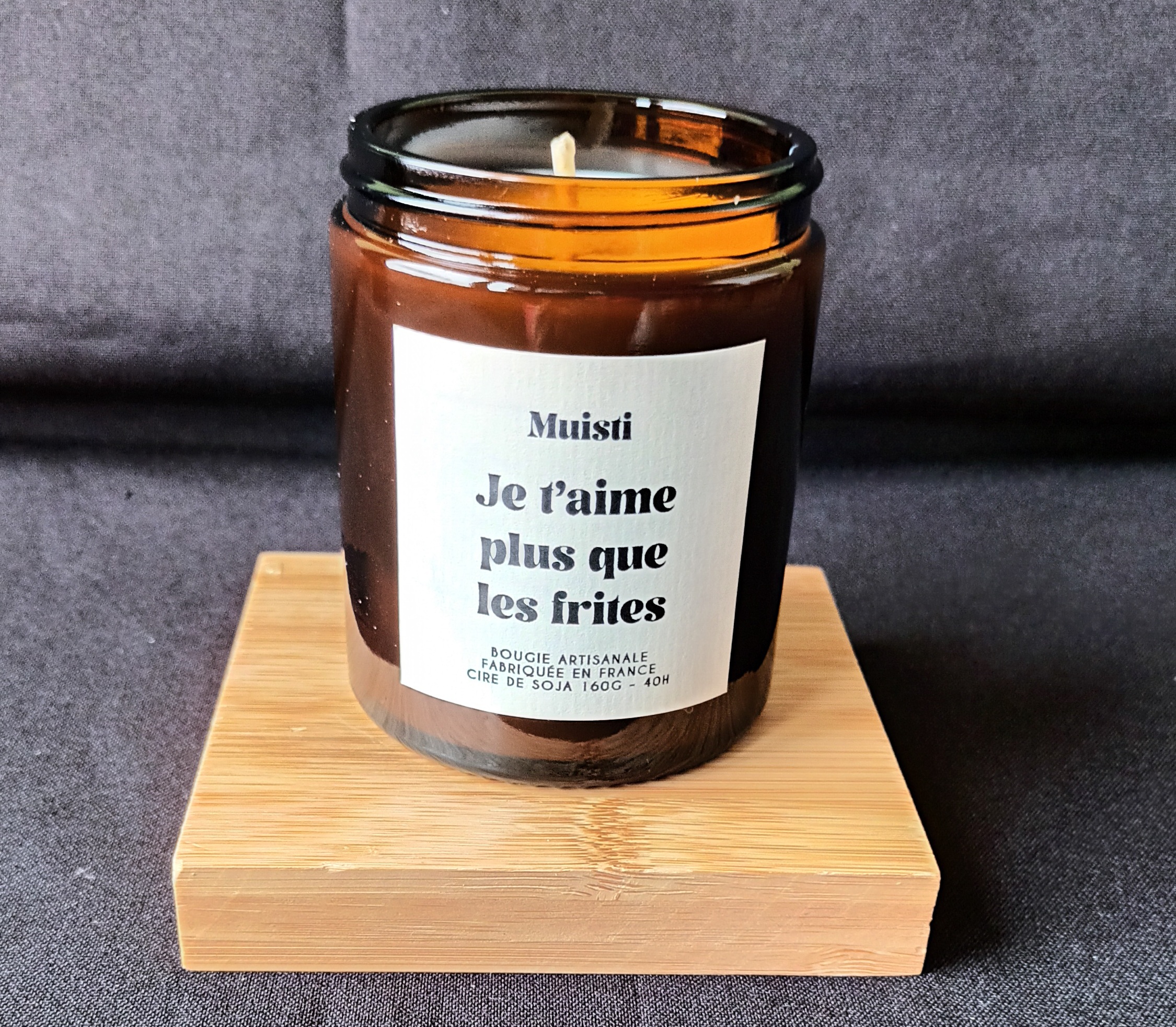 Bougie Je t'aime plus que les frites. Graines de Love.