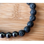 Bracelet en perle dambre et de lave. Graines de Love