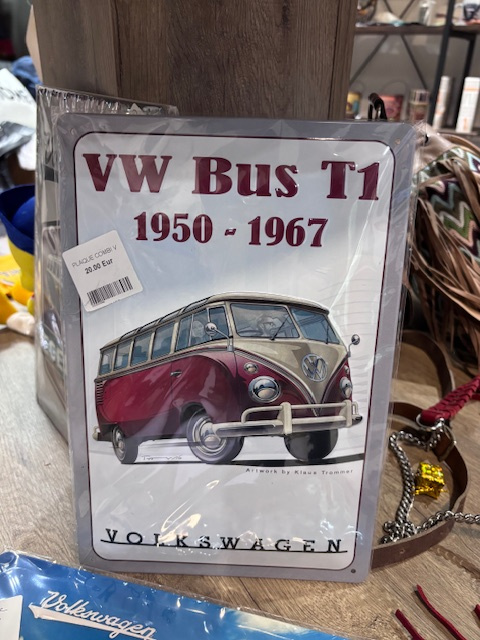 Plaque Métal Vintage Volkswagen Combi, Déco 40x30 Cm, Grise, état Neuf