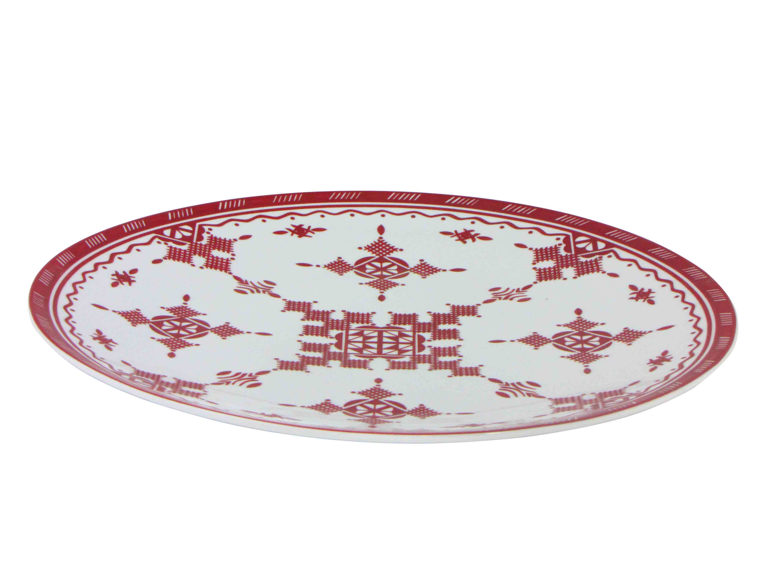 Grand plat rond 40 cm Point Rouge