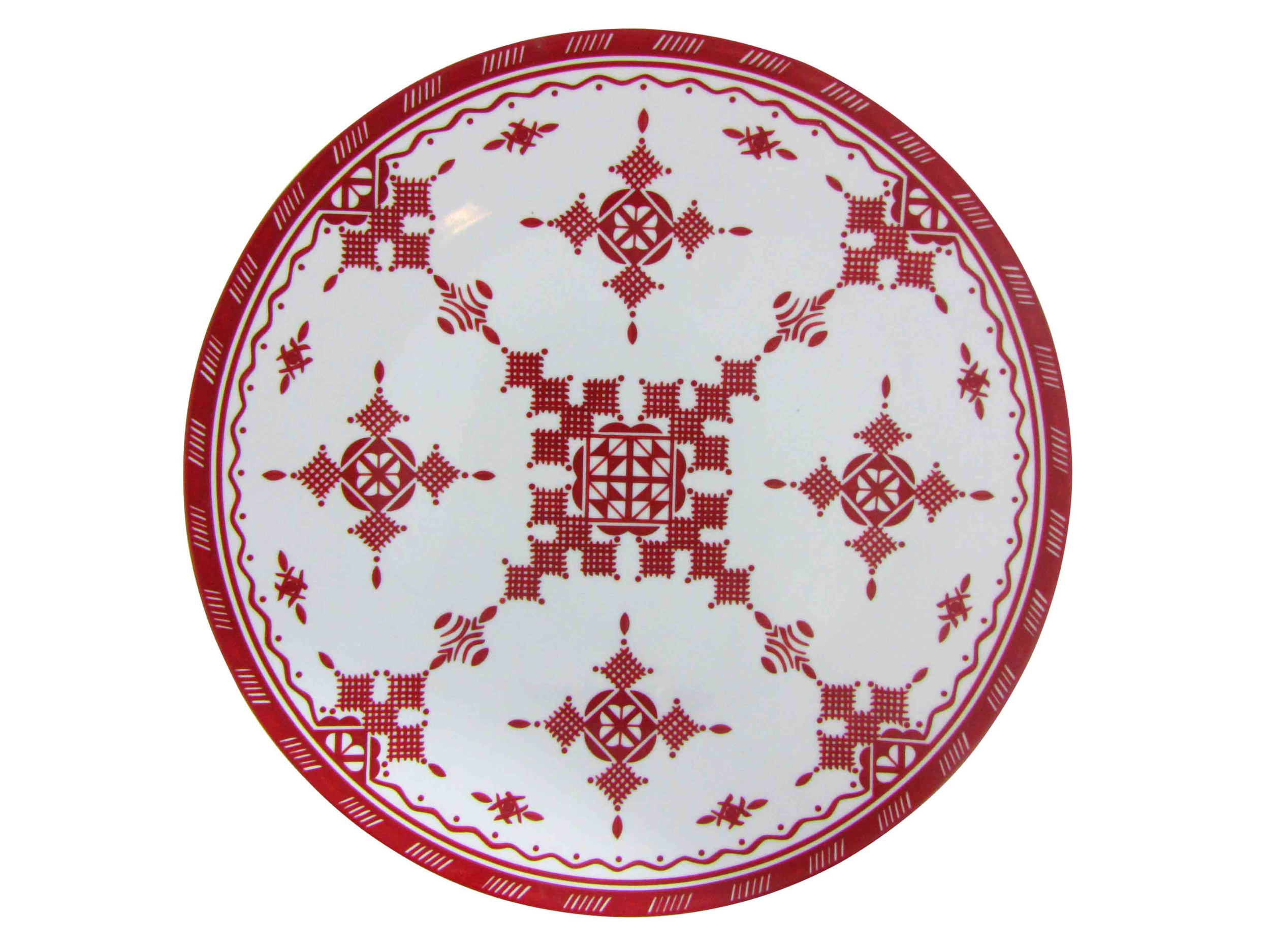 Grand Plat Rond Point Rouge 45 cm