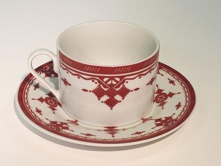 Tasse et sous-tasse grand modèle Point Rouge