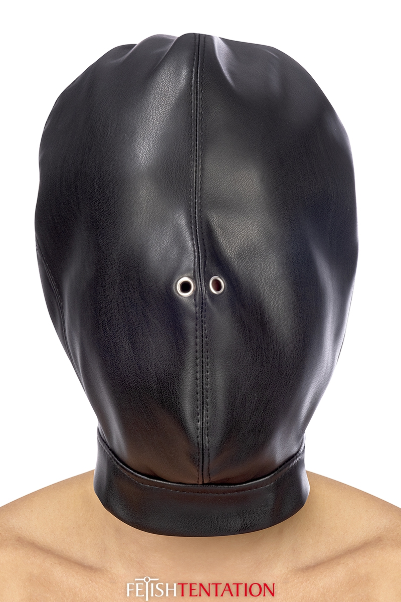 cagoule BDSM fermée simili cuir FETISH TENTATION