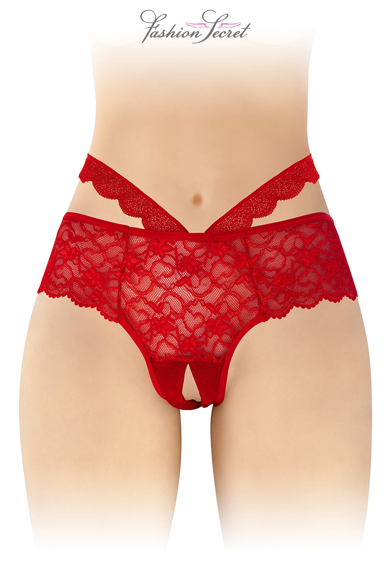 culotte ouverte rouge Marie-Fashion Secret-sur mannequin vue de face