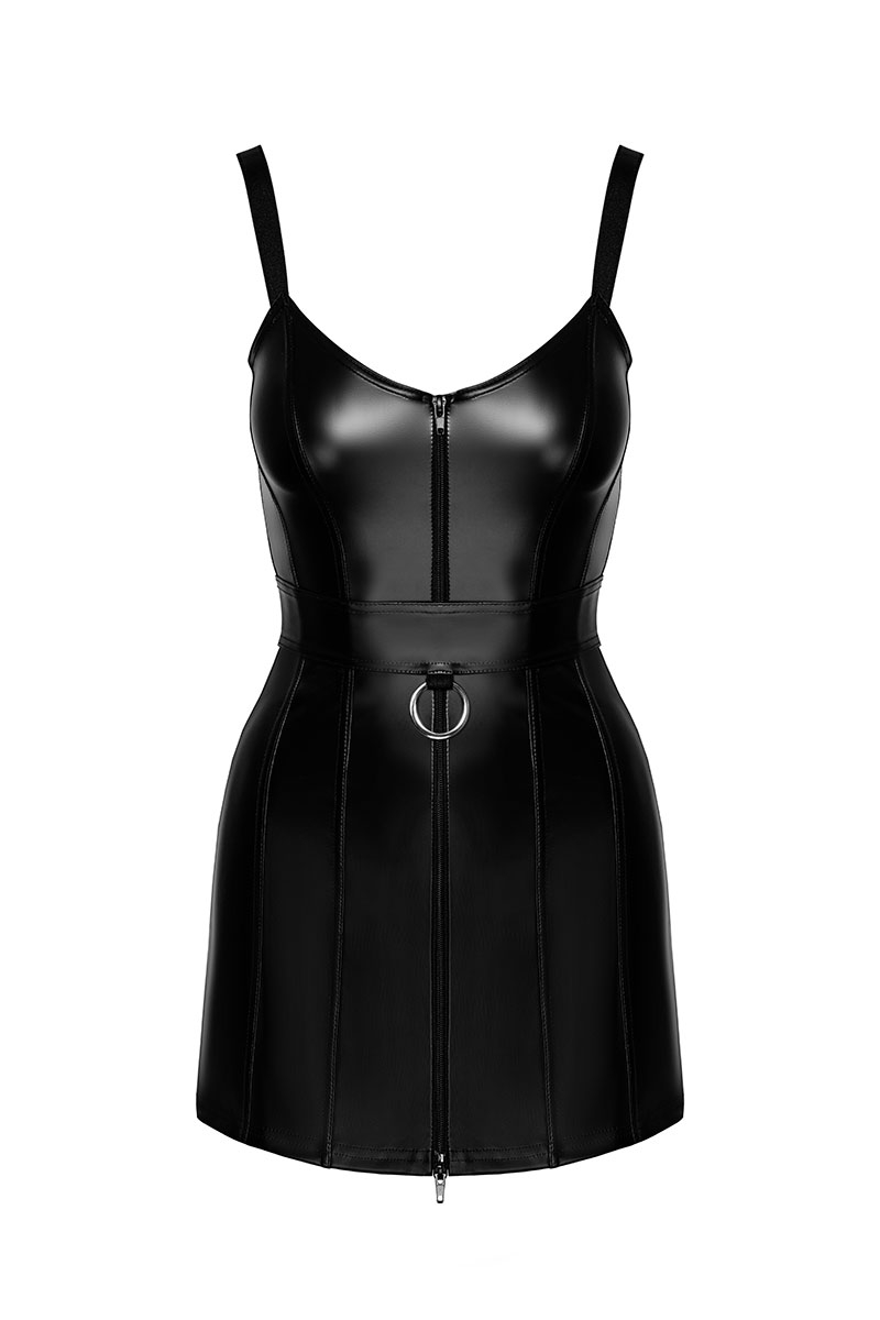 mini robe-Noir Handmade-Starlet avec anneau F320 wetlook-vue de face