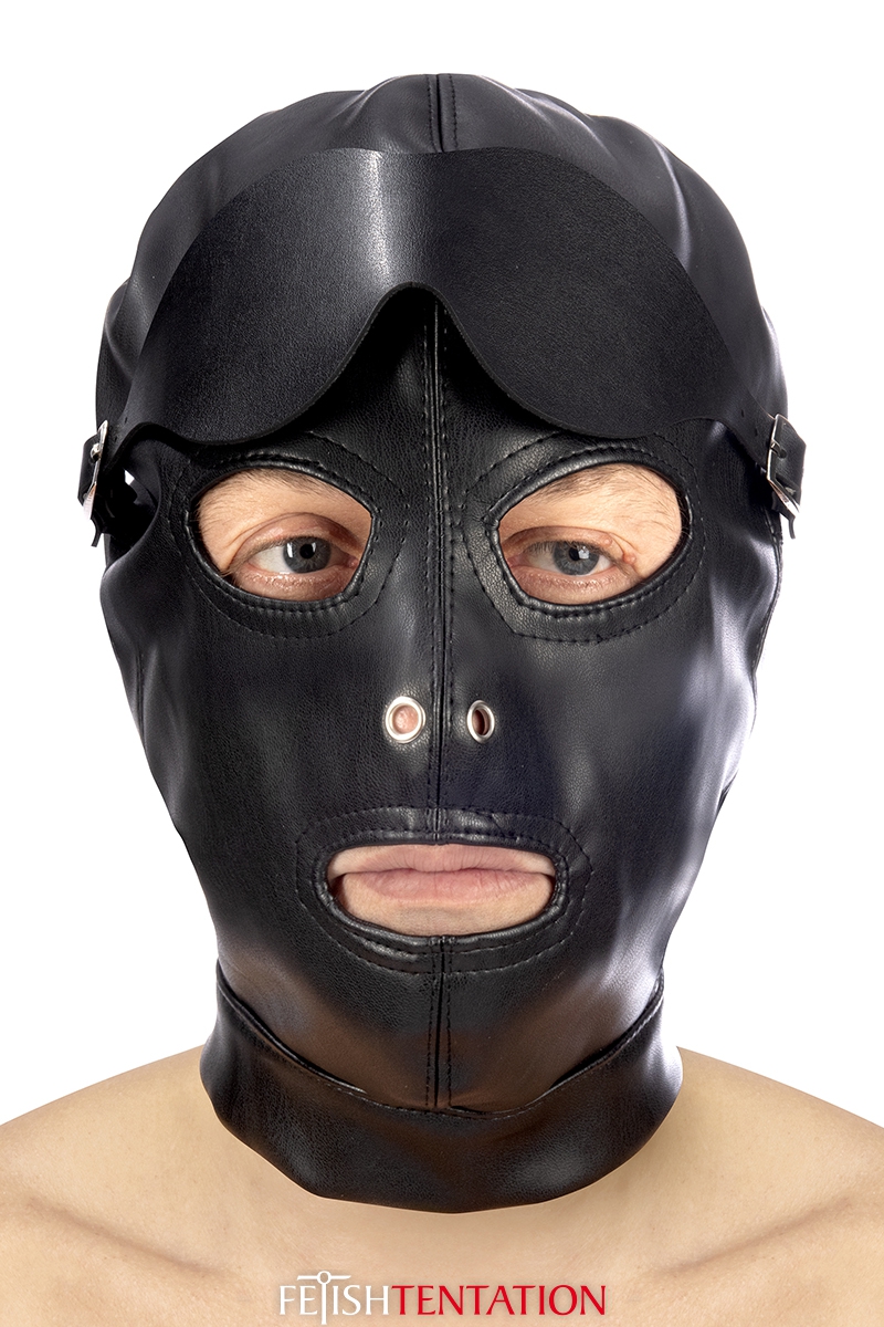 cagoule simili cuir avec bandeau amovible Fetish Tentation (5)