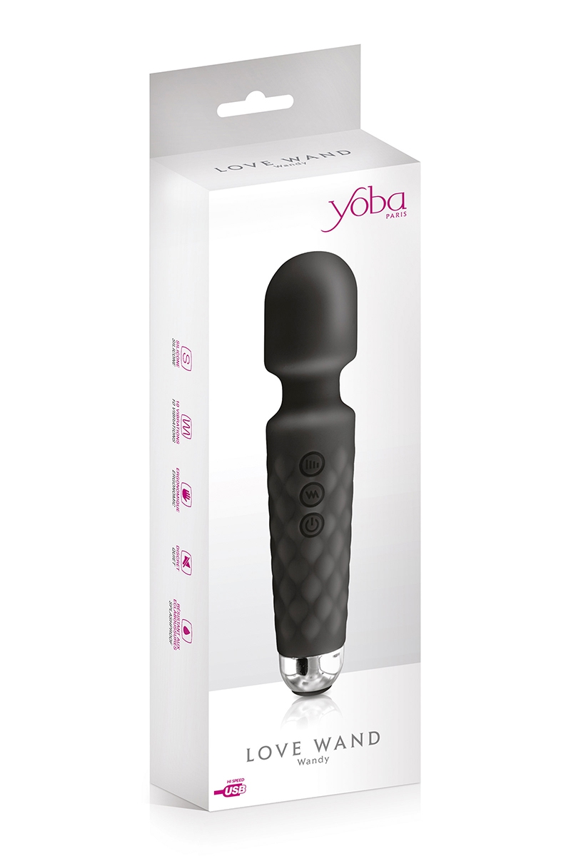 vibro "Love Wand" rechargeable noir Yoba (3)