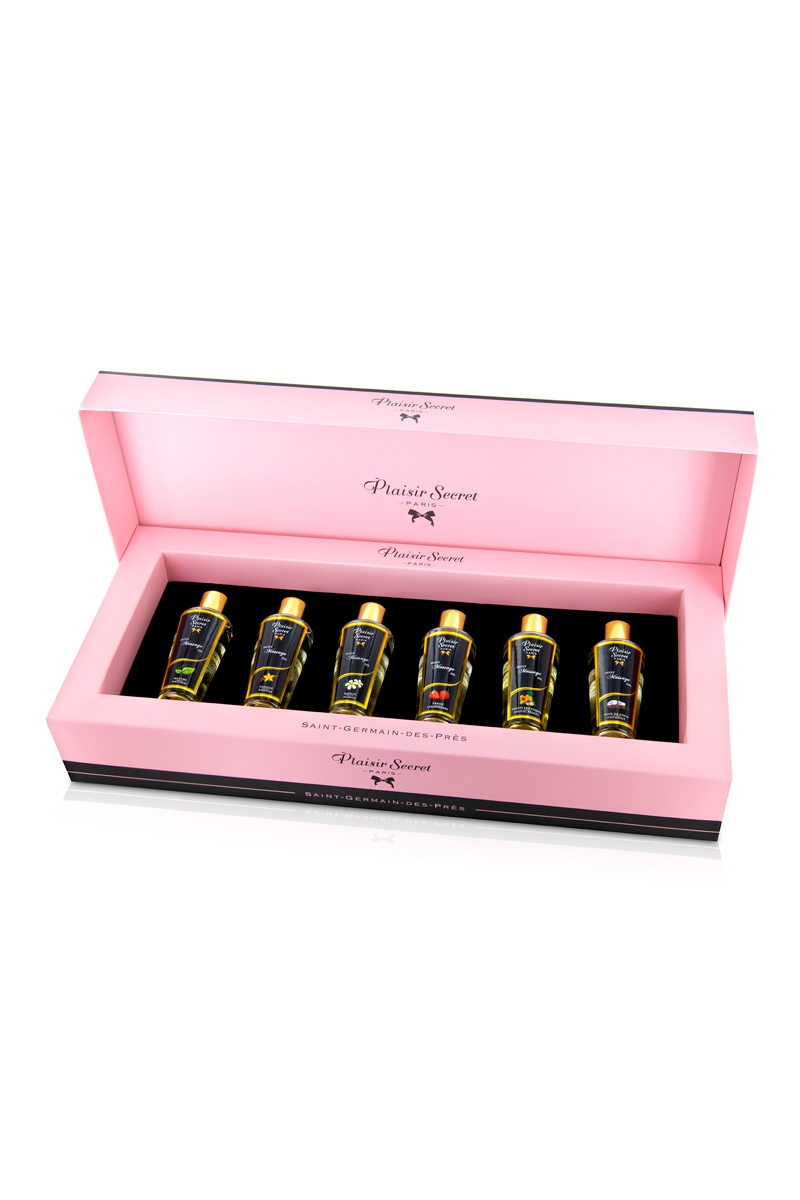 coffret 6 huiles de massage sèches Plaisir Secret