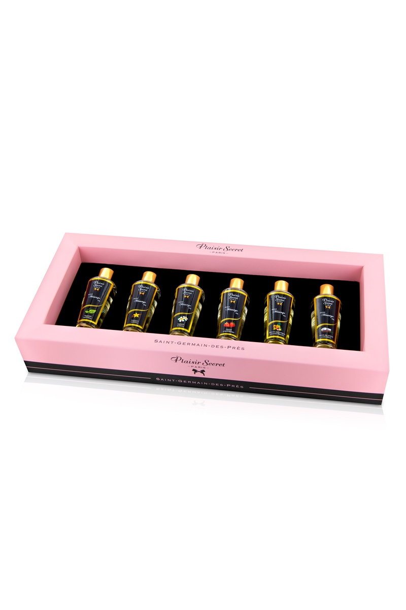 coffret 6 huiles de massage sèches Plaisir Secret