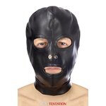 cagoule BDSM 3 ouvertures en simili cuir FETISH TENTATION