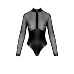 body edge zippé avec anneau F321 wetlook et tulle-Noir Handmate-vue de face