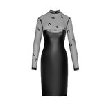 robe moulant-Noir Handmade-Sublime F310-wetlook et tulle floqué-vue de face
