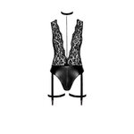 body jarretelles Libido wetlook et dentelle F297 Noir HandMade (3)