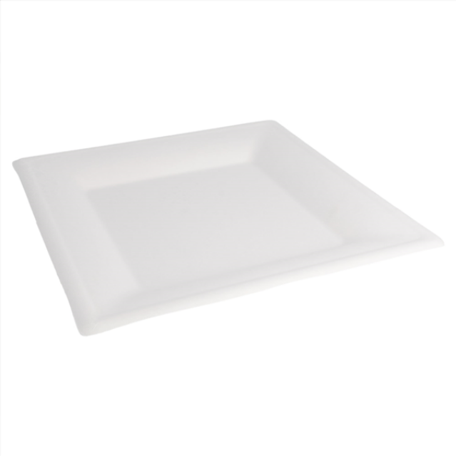 ASSIETTES CARRÉES \'BIONIC\' 26,2x26,2x1,4 CM BLANC BAGASSE