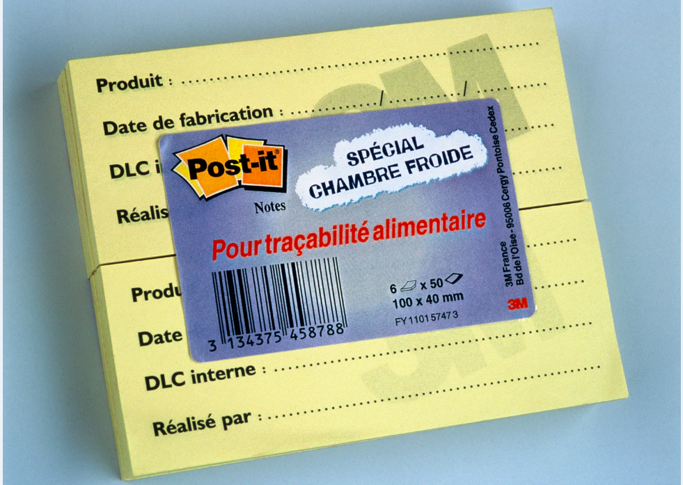 NOTE POST-IT DE TRACABILITE ALIMENT COULEUR 100X40MM