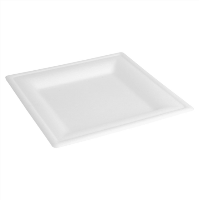 1000 ASSIETTES CARRÉES \'BIONIC\' 16x16x1 CM BLANC BAGASSE