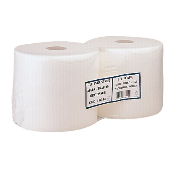 2 BOBINES 1 PLI - 260 FEUILLES 55 G/M2 Ø 27x24 CM BLANC AIRLAID