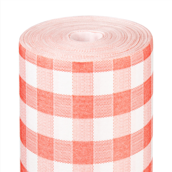 TÊTE-À-TÊTE PRÉ. 120CM (20 FEU.) \'LIKE LINEN - VICHY\' 70 G/M2 0,40x24 M ROUGE SPUNLACE