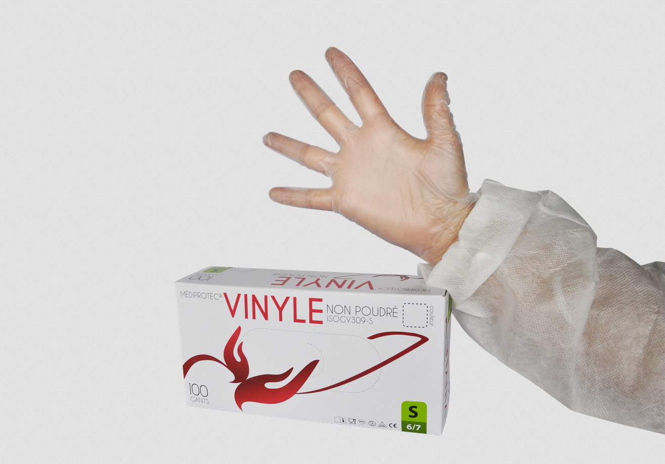100 GANTS VINYLE NON POUDRE TAILLE L
