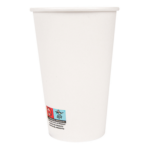 1000 GOBELETS BOISSONS CHAUDES 1 PAROI 480 ML 300 + 18 PE G/M2 Ø9/6x13,2 CM BLANC CARTON