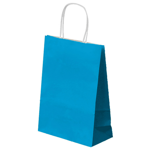 250 SACS SOS AVEC ANSES 80 G/M2 26+14x32 CM BLEU TURQUOISE CELLULOSE
