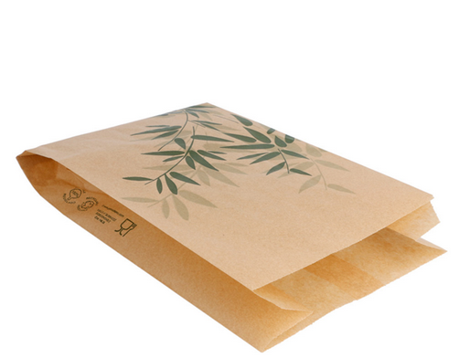 POCHETTES HAMBURGER \'FEEL GREEN\' 34 G/M2 14+7x22 CM NATUREL PARCH.INGRAISSABLE