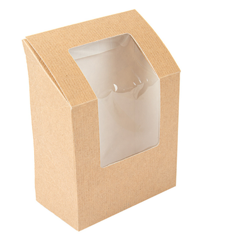 600 BOÎTES AVEC FENÊTRE POUR TORTILLA \'THEPACK\' 220 G/M2 + OPP 9,2x5,1x9,2/12,5 CM NATUREL CARTON ONDULÉ NANO-MICRO