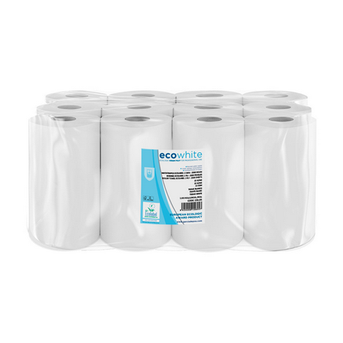 12 ESSUIES-MAINS MINI-BARRIL ECOLABEL 2 PLIS - 160 FEUILLES 19 G/M2 Ø 13x20 CM BLANC OUATE