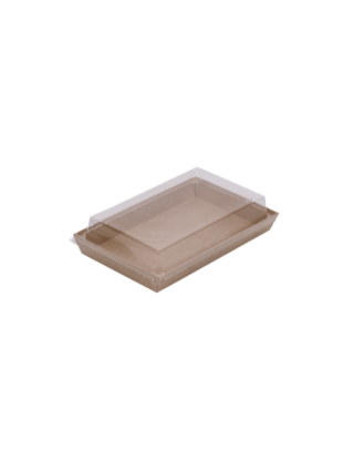 1 SACHET DE 50 BARQUETTES A SUSHI PULPE +COUVERCLES 21X13.5 CM