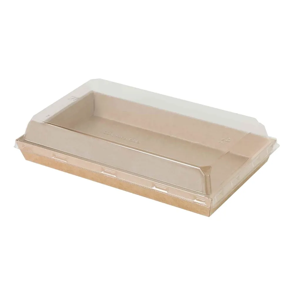 1 SACHET DE 50 BARQUETTES A SUSHI PULPE + COUVERCLES 24X15X2.7CM