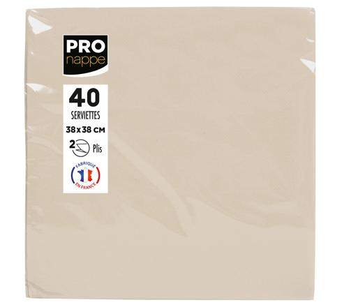 30 Paquets de 40 serviettes micro-gaufrées ouate 2 plis - 38x38 cm - Ivoire