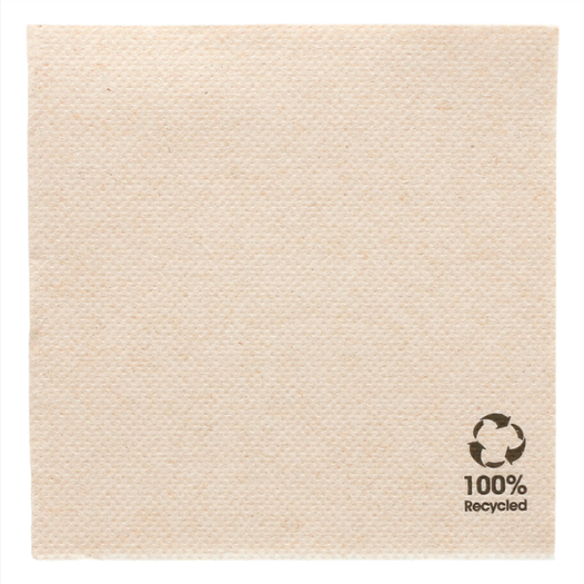 2400 SERVIETTES ECOLABEL \'DOUBLE POINT\' 19 G/M2 20x20 CM NATUREL OUATE RECYCLÉE