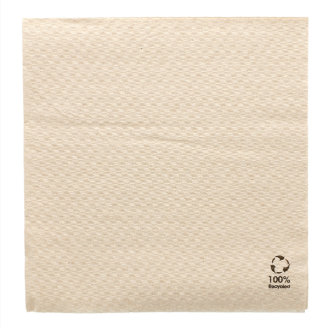 3000 SERVIETTES ECOLABEL 1 PLI 23 G/M2 33x33 CM NATUREL OUATE RECYCLÉE